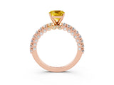 Rose gold Cushion Cut Diamond Pavé Band Solitaire Ring with Prong Setting_3