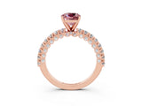 Rose gold Cushion Cut Diamond Pavé Band Solitaire Ring with Prong Setting_3