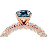 Rose gold Cushion Cut Diamond Pavé Band Solitaire Ring with Prong Setting_4