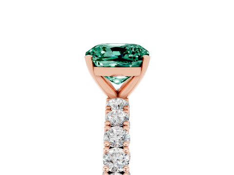 Rose gold Cushion Cut Diamond Pavé Band Solitaire Ring with Prong Setting_5