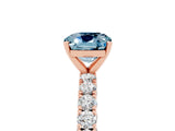 Rose gold Cushion Cut Diamond Pavé Band Solitaire Ring with Prong Setting_5