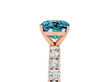 Rose gold Cushion Cut Diamond Pavé Band Solitaire Ring with Prong Setting_5