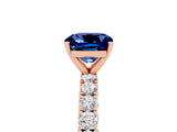 Rose gold Cushion Cut Diamond Pavé Band Solitaire Ring with Prong Setting_5