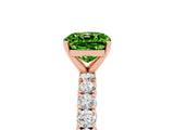 Rose gold Cushion Cut Diamond Pavé Band Solitaire Ring with Prong Setting_5