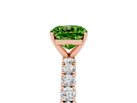 Rose gold Cushion Cut Diamond Pavé Band Solitaire Ring with Prong Setting_5
