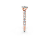 Rose gold Cushion Cut Diamond Pavé Band Solitaire Ring with Prong Setting_66