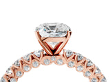 Rose gold Cushion Cut Diamond Pavé Band Solitaire Ring with Prong Setting_68