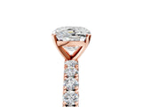 Rose gold Cushion Cut Diamond Pavé Band Solitaire Ring with Prong Setting_69