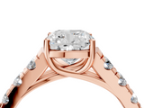 Rose gold Cushion Cut Diamond Pavé Band Solitaire with Four-Prong Setting_11
