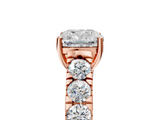 Rose gold Cushion Cut Diamond Pavé Band Solitaire with Four-Prong Setting_12