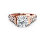 Rose gold Cushion Cut Diamond Pavé Band Solitaire with Four-Prong Setting_23