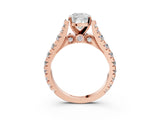 Rose gold Cushion Cut Diamond Pavé Band Solitaire with Four-Prong Setting_26