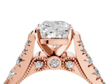 Rose gold Cushion Cut Diamond Pavé Band Solitaire with Four-Prong Setting_27