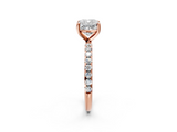 Rose gold Cushion Cut Diamond Pavé Band Solitaire with Four-Prong Setting_5