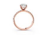 Rose gold Cushion Cut Diamond Pavé Band Solitaire with Four-Prong Setting_6