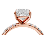 Rose gold Cushion Cut Diamond Pavé Band Solitaire with Four-Prong Setting_7