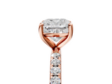 Rose gold Cushion Cut Diamond Pavé Band Solitaire with Four-Prong Setting_8