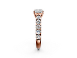 Rose gold Cushion Cut Diamond Pavé Band Solitaire with Four-Prong Setting_9