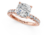 Rose gold Cushion Cut Diamond Pavé Band with Four-Prong Setting_38