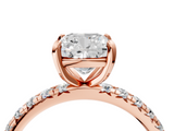 Rose gold Cushion Cut Diamond Pavé Band with Four-Prong Setting_41
