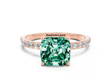Rose gold Cushion Cut Diamond Pavé Band with Six-Prong Setting