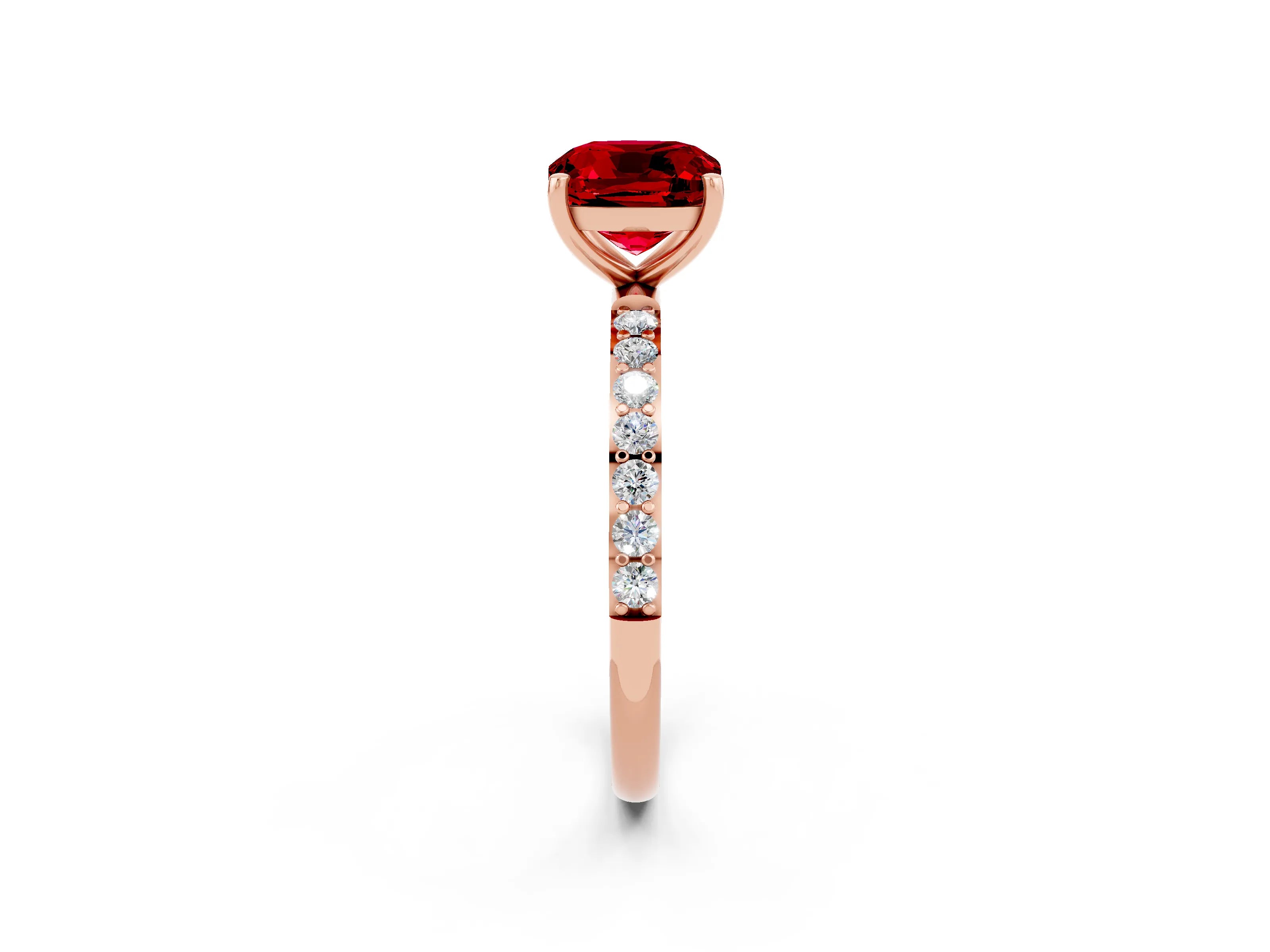 Rose gold Cushion Cut Diamond Pavé Band with Six-Prong Setting_2