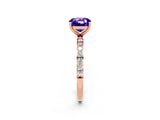 Rose gold Cushion Cut Diamond Pavé Band with Six-Prong Setting_2