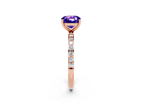 Rose gold Cushion Cut Diamond Pavé Band with Six-Prong Setting_2