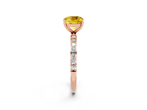 Rose gold Cushion Cut Diamond Pavé Band with Six-Prong Setting_2