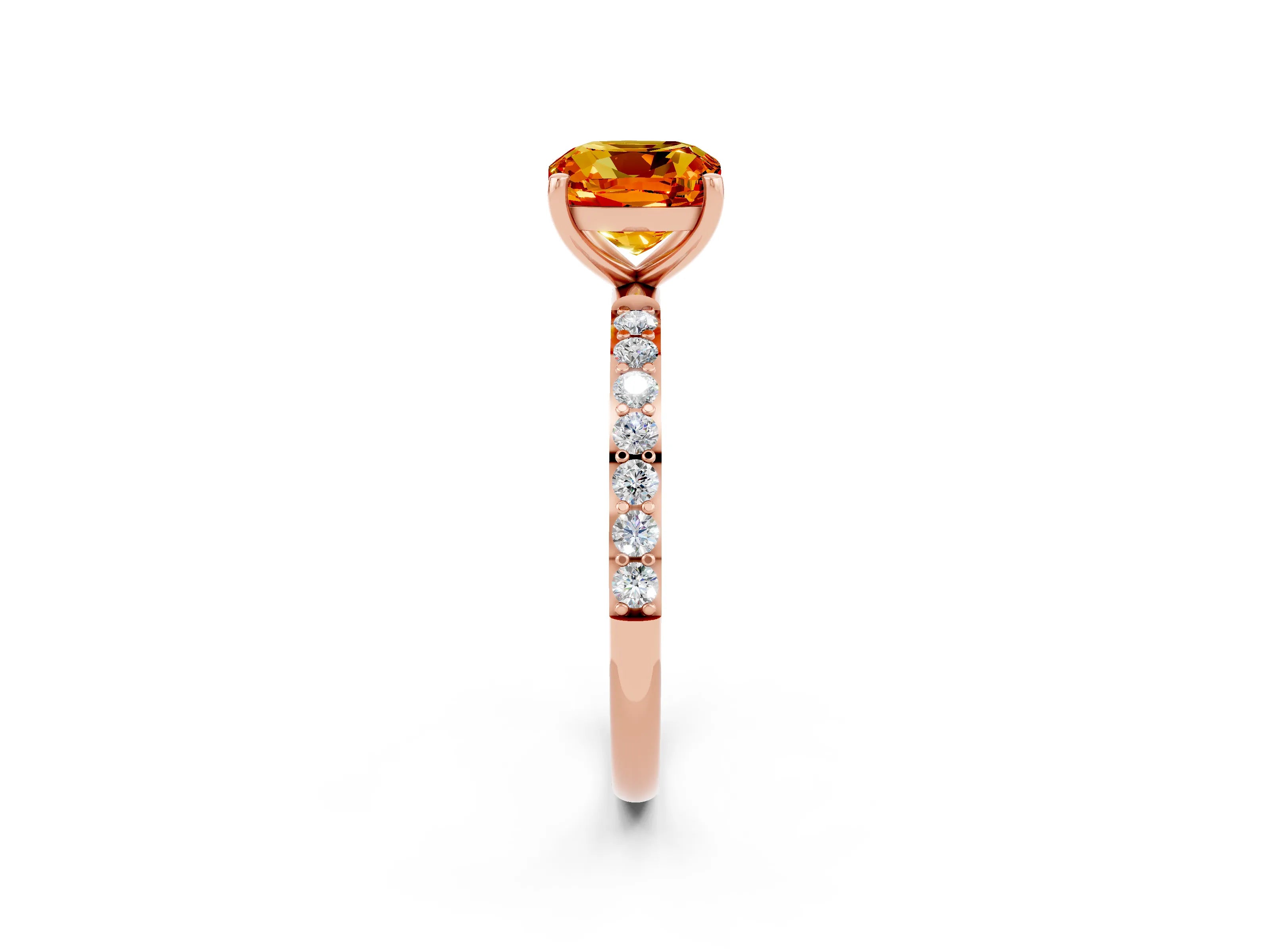 Rose gold Cushion Cut Diamond Pavé Band with Six-Prong Setting_2