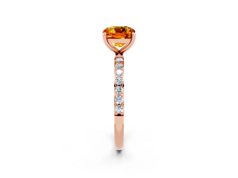 Rose gold Cushion Cut Diamond Pavé Band with Six-Prong Setting_2