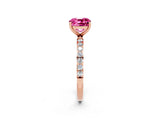 Rose gold Cushion Cut Diamond Pavé Band with Six-Prong Setting_2