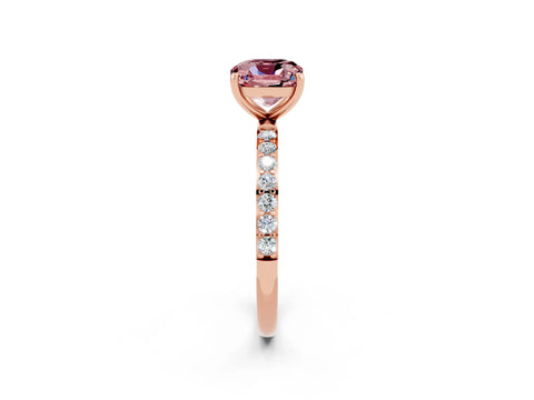Rose gold Cushion Cut Diamond Pavé Band with Six-Prong Setting_2