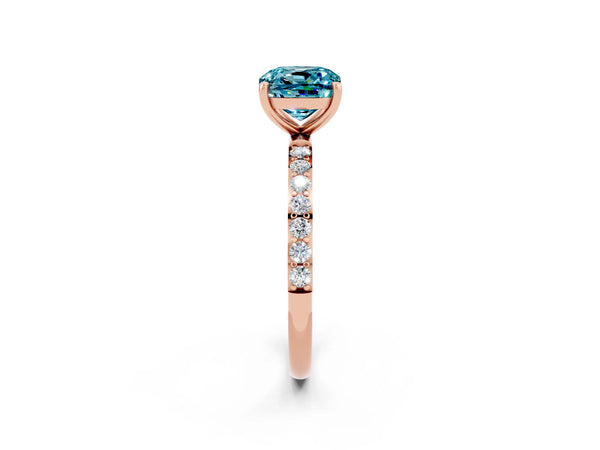 Rose gold Cushion Cut Diamond Pavé Band with Six-Prong Setting