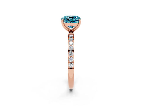 Rose gold Cushion Cut Diamond Pavé Band with Six-Prong Setting_2