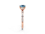 Rose gold Cushion Cut Diamond Pavé Band with Six-Prong Setting_2
