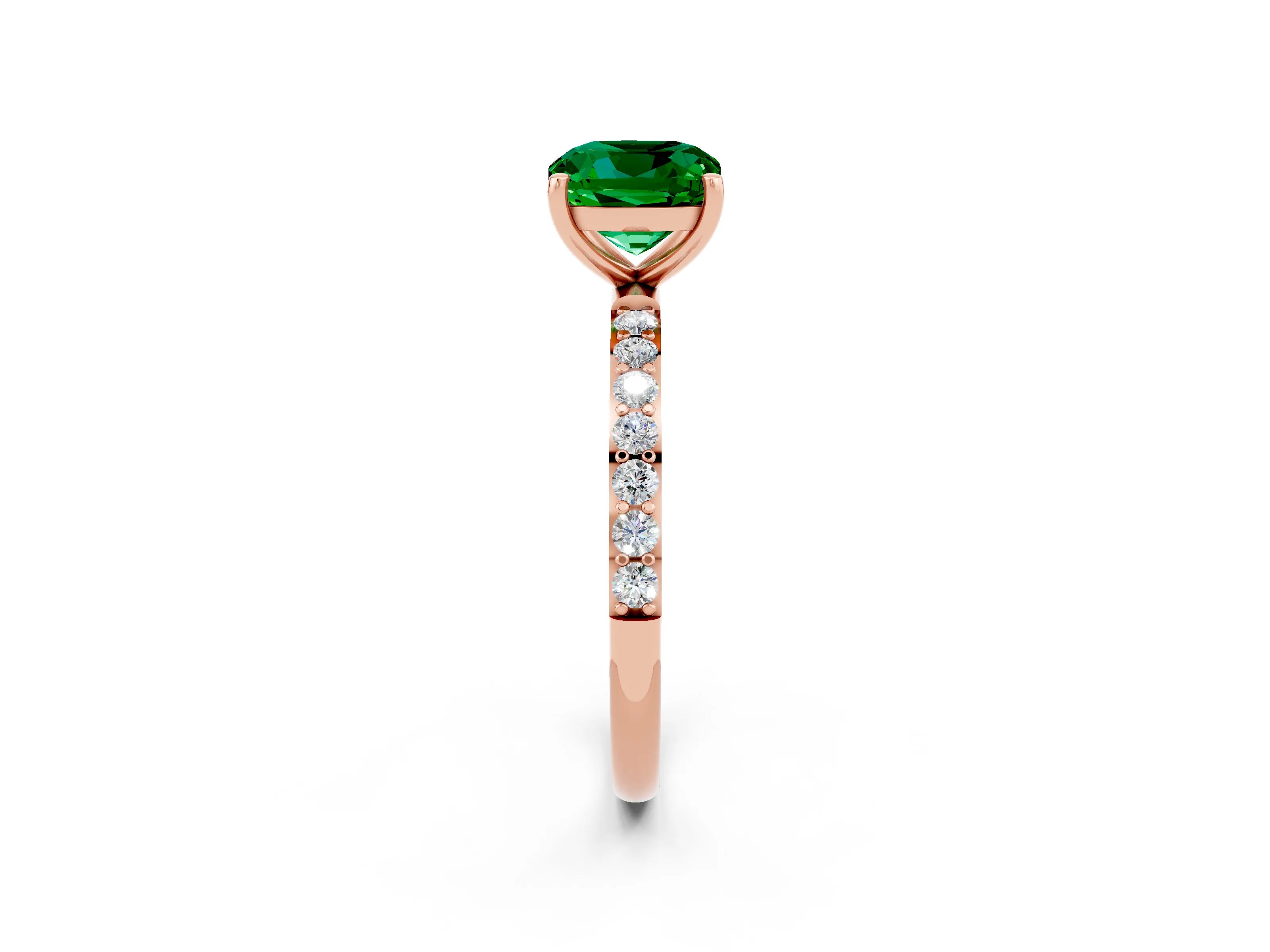 Rose gold Cushion Cut Diamond Pavé Band with Six-Prong Setting_2
