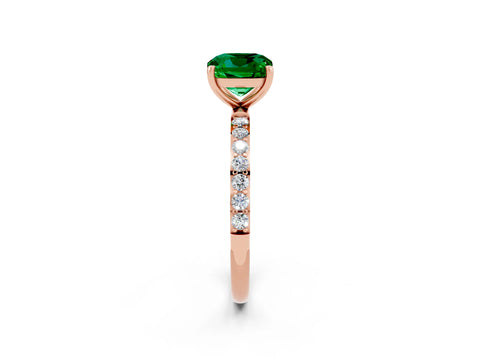 Rose gold Cushion Cut Diamond Pavé Band with Six-Prong Setting_2