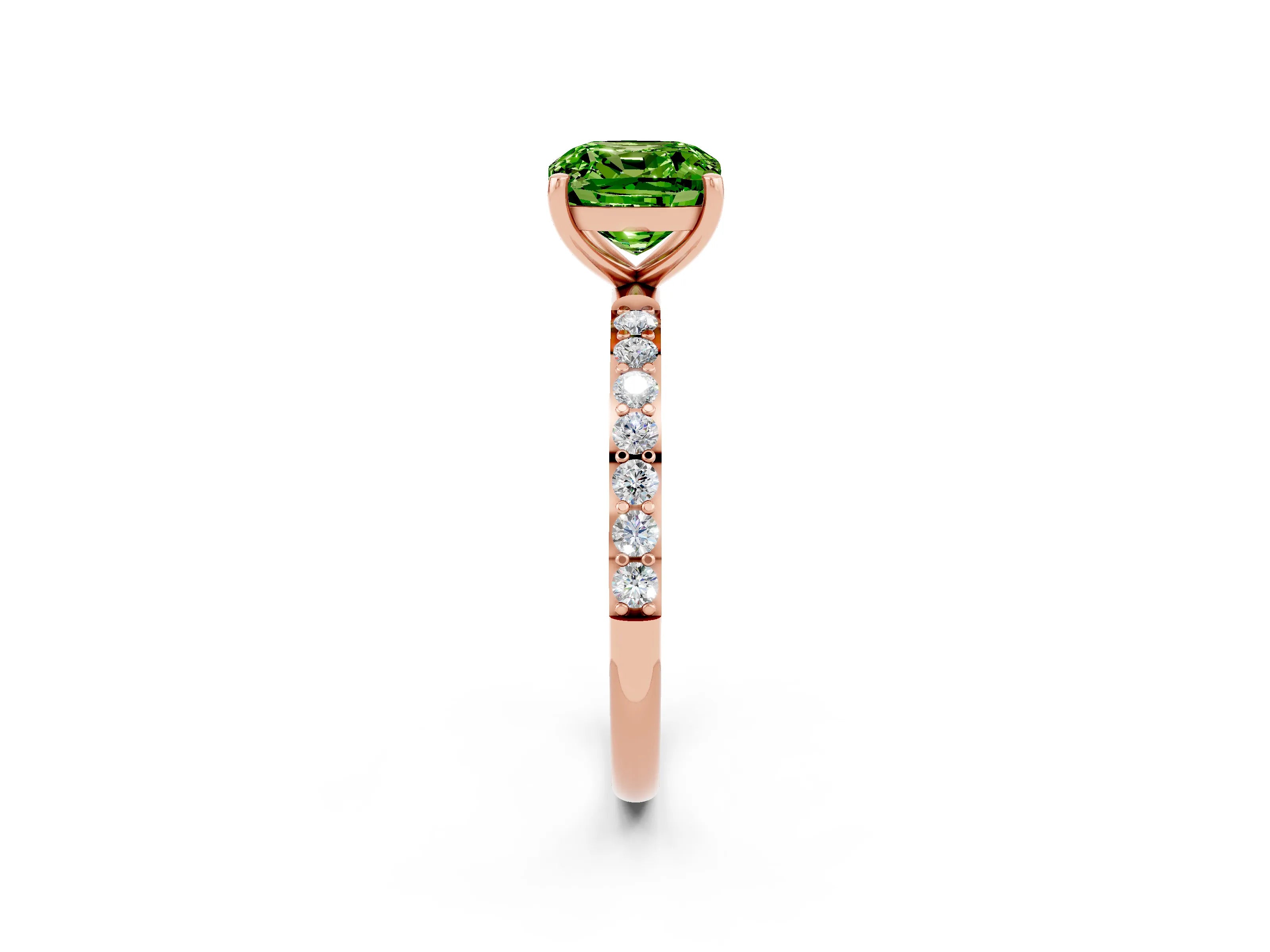 Rose gold Cushion Cut Diamond Pavé Band with Six-Prong Setting_2