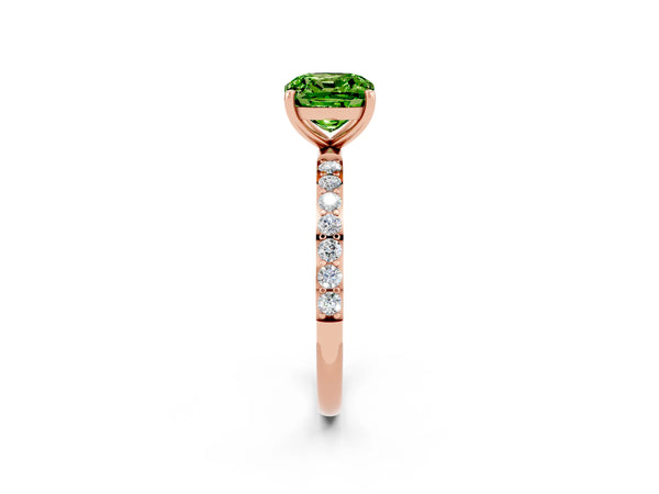 Rose gold Cushion Cut Diamond Pavé Band with Six-Prong Setting