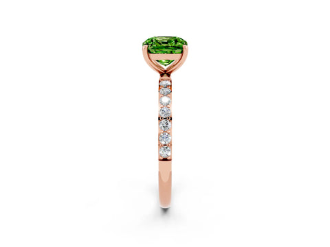 Rose gold Cushion Cut Diamond Pavé Band with Six-Prong Setting_2