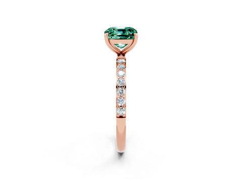 Rose gold Cushion Cut Diamond Pavé Band with Six-Prong Setting_2