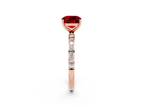 Rose gold Cushion Cut Diamond Pavé Band with Six-Prong Setting_2