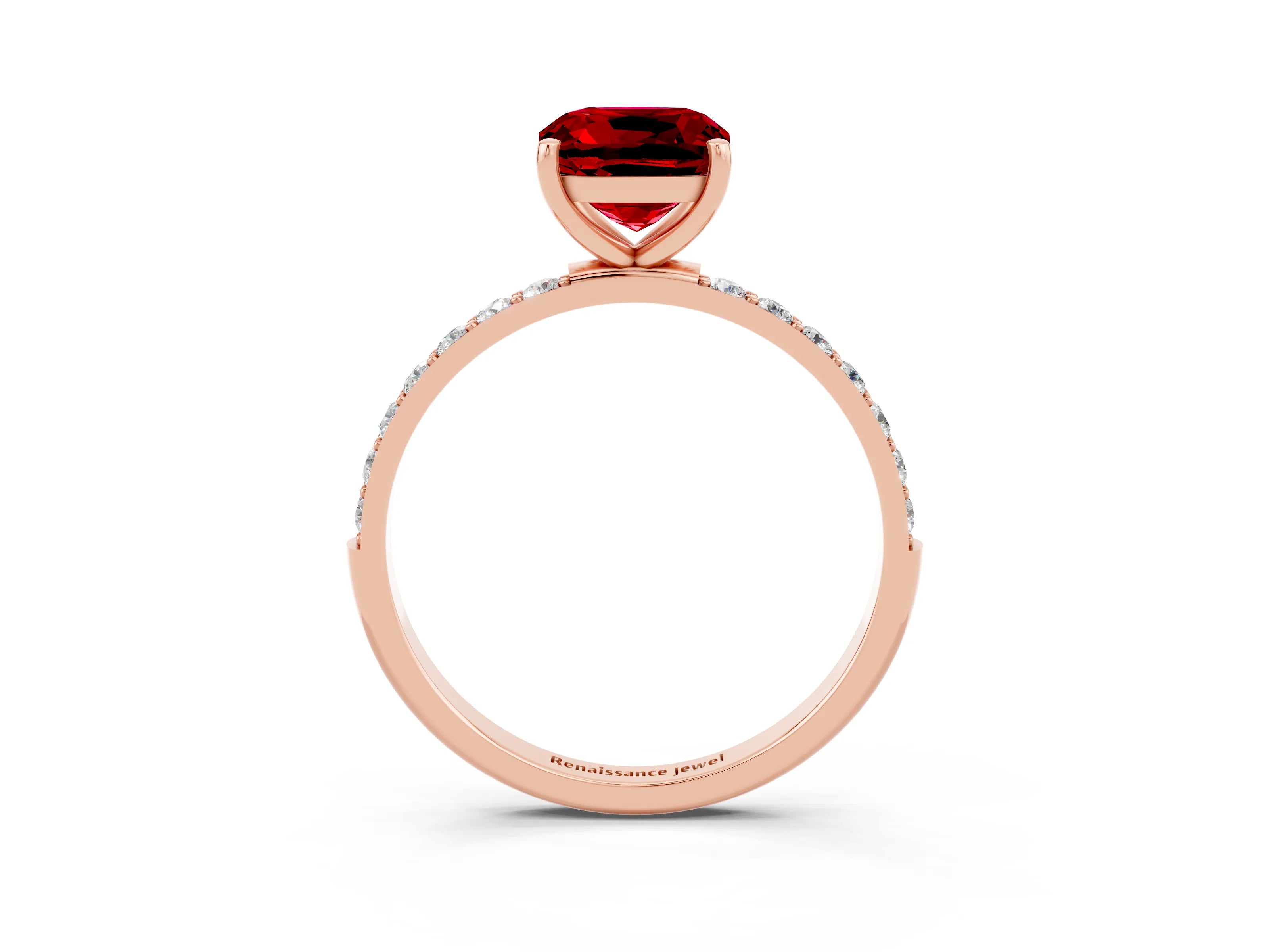 Rose gold Cushion Cut Diamond Pavé Band with Six-Prong Setting_3