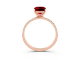 Rose gold Cushion Cut Diamond Pavé Band with Six-Prong Setting_3