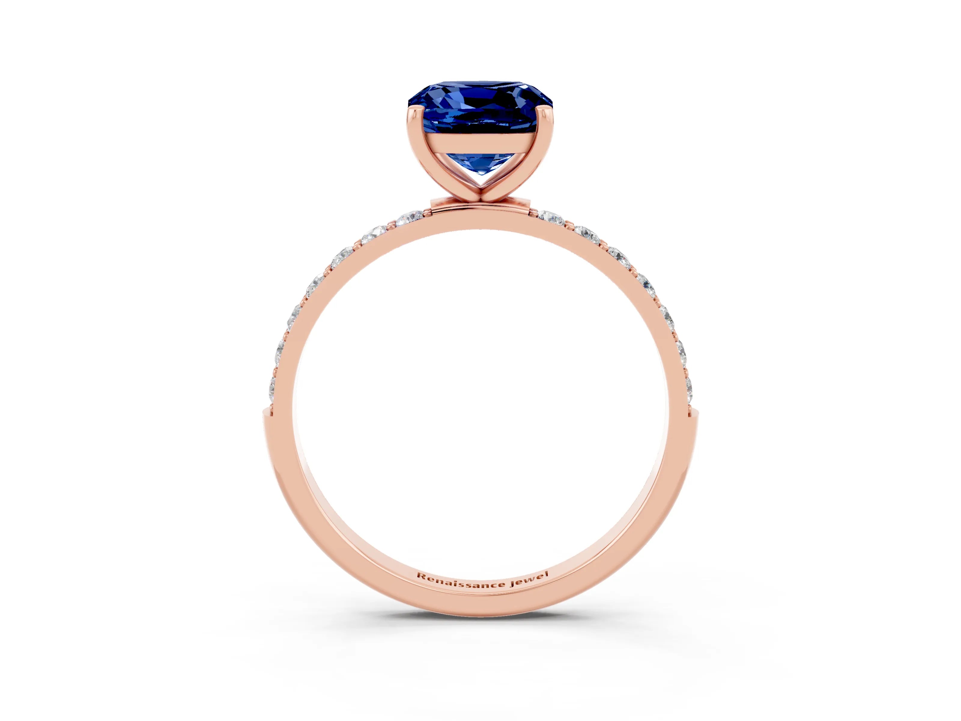 Rose gold Cushion Cut Diamond Pavé Band with Six-Prong Setting_3