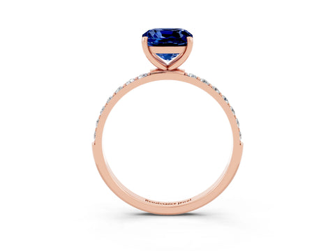 Rose gold Cushion Cut Diamond Pavé Band with Six-Prong Setting_3