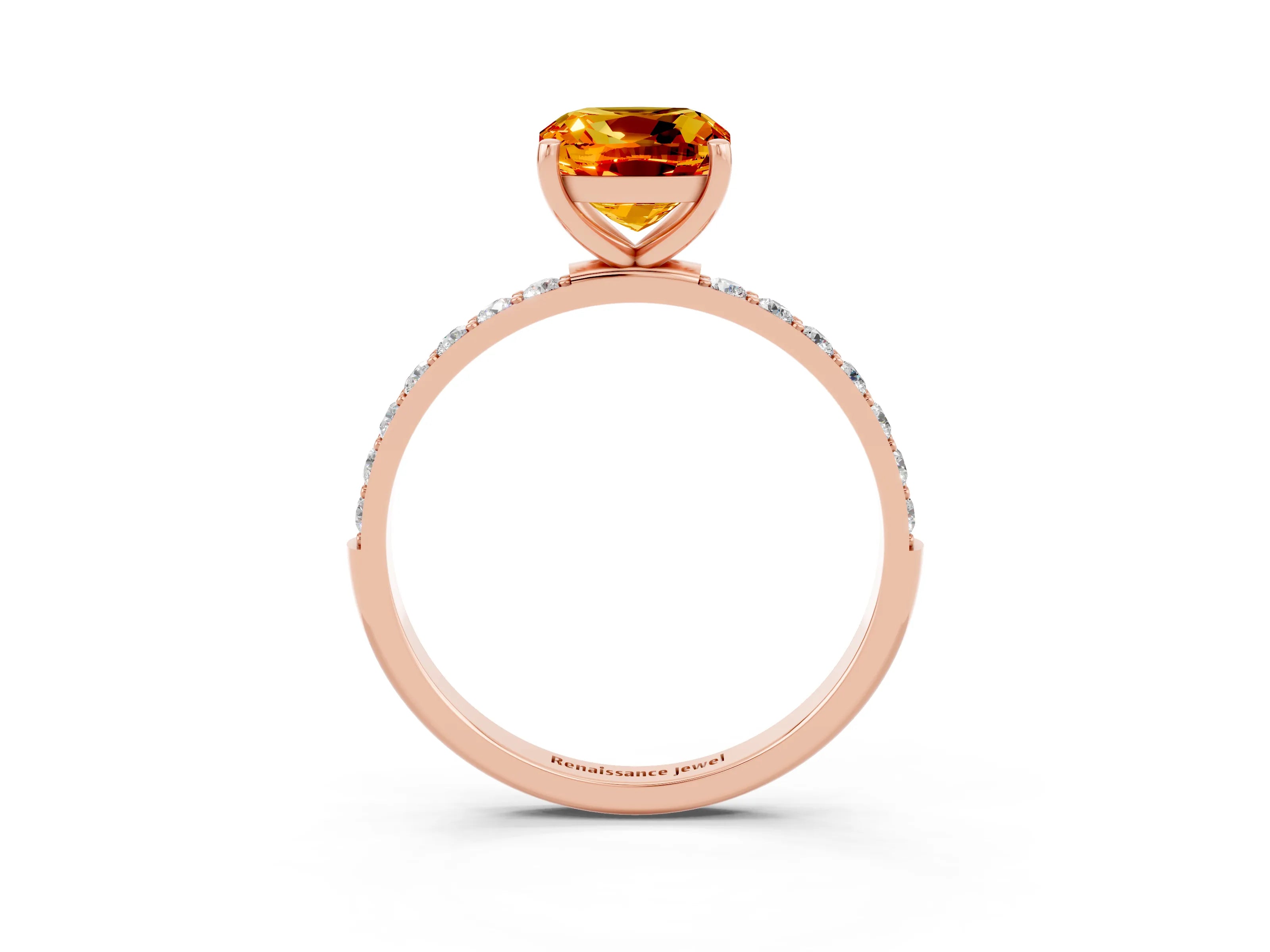 Rose gold Cushion Cut Diamond Pavé Band with Six-Prong Setting_3