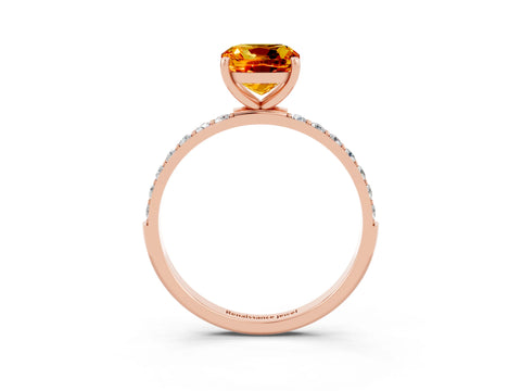 Rose gold Cushion Cut Diamond Pavé Band with Six-Prong Setting_3