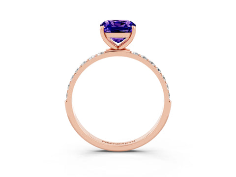 Rose gold Cushion Cut Diamond Pavé Band with Six-Prong Setting_3